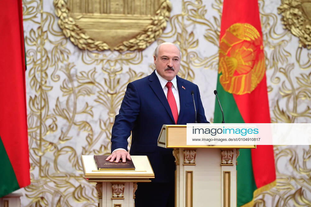 Belarus President-Elect Alexander Lukashenko takes oath of office during an inauguration ceremony at the Palace of Independence. Andrei Stasevich BelTA TASS TS0E80CB