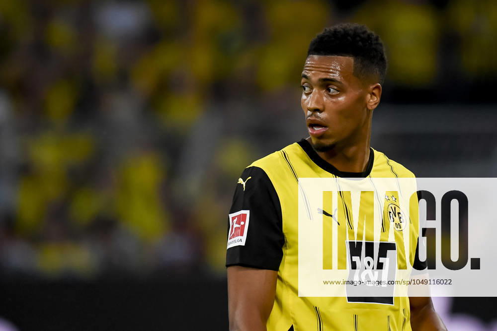 Felix Nmecha (Borussia Dortmund) looks on during the Bundesliga match between Borussia Dortmund and Eintracht Frankfurt at SIGNAL IDUNA PARK on August 24, 2024 in Dortmund, Germany. (Photo by Max Maiwald DeFodi Images) Defodi-067_BVBSGE0240824_160