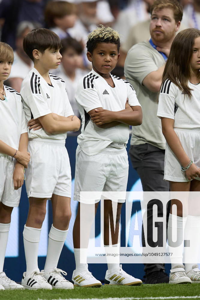 Kim Kardashian son during La Liga football match between Real Madrid CF v Real Valladolid at Santiago Bernabeu Stadium in Madrid, Spain, August 25, 2024 Madrid Spain - ZUMAa206 20240825_zsp_a206_010