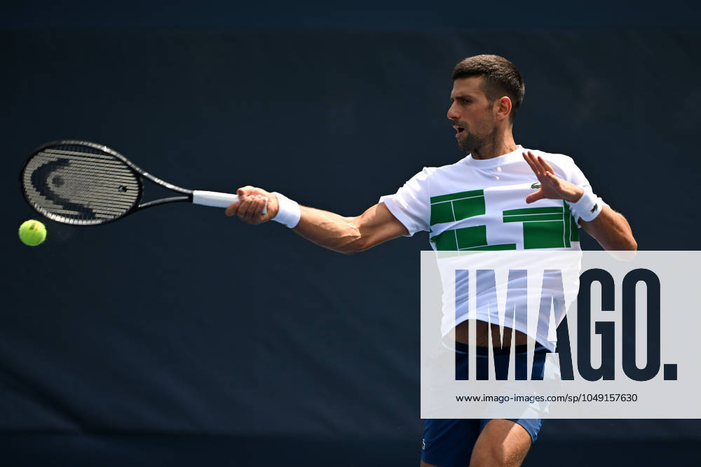FLUSHING NY- AUGUST 25: Novak Djokovic is seen on the practice court at the USTA Billie Jean King National Tennis Center on August 25, 2024 in Flushing Queens.