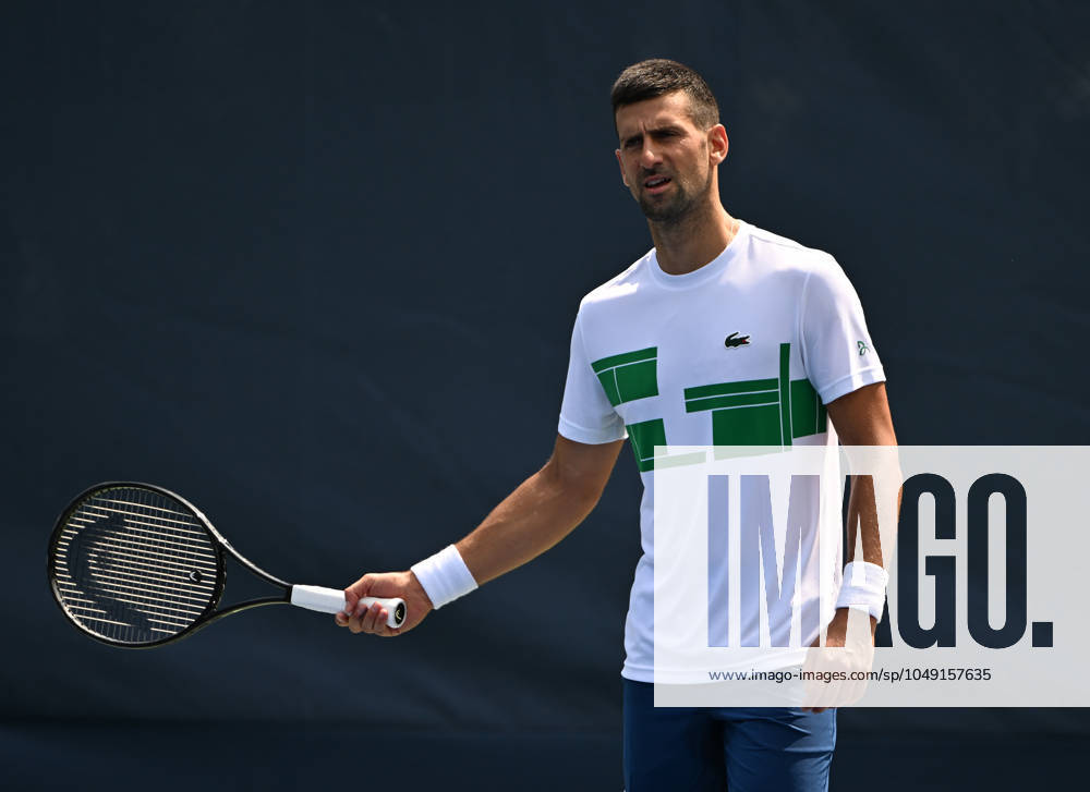 FLUSHING NY- AUGUST 25: Novak Djokovic is seen on the practice court at the USTA Billie Jean King National Tennis Center on August 25, 2024 in Flushing Queens.