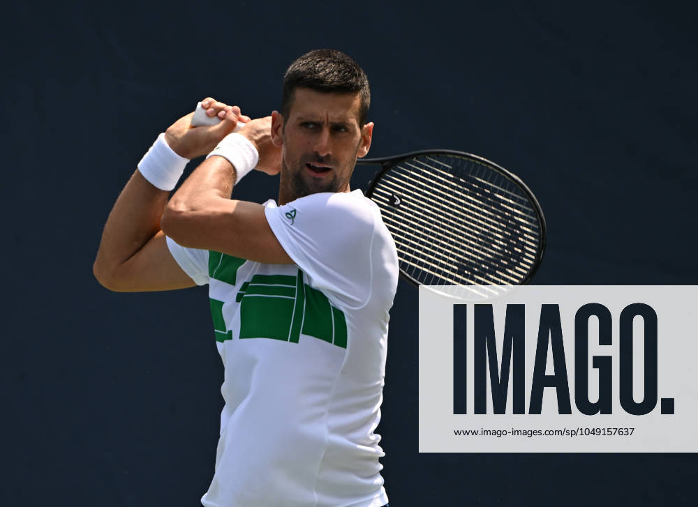 FLUSHING NY- AUGUST 25: Novak Djokovic is seen on the practice court at the USTA Billie Jean King National Tennis Center on August 25, 2024 in Flushing Queens.