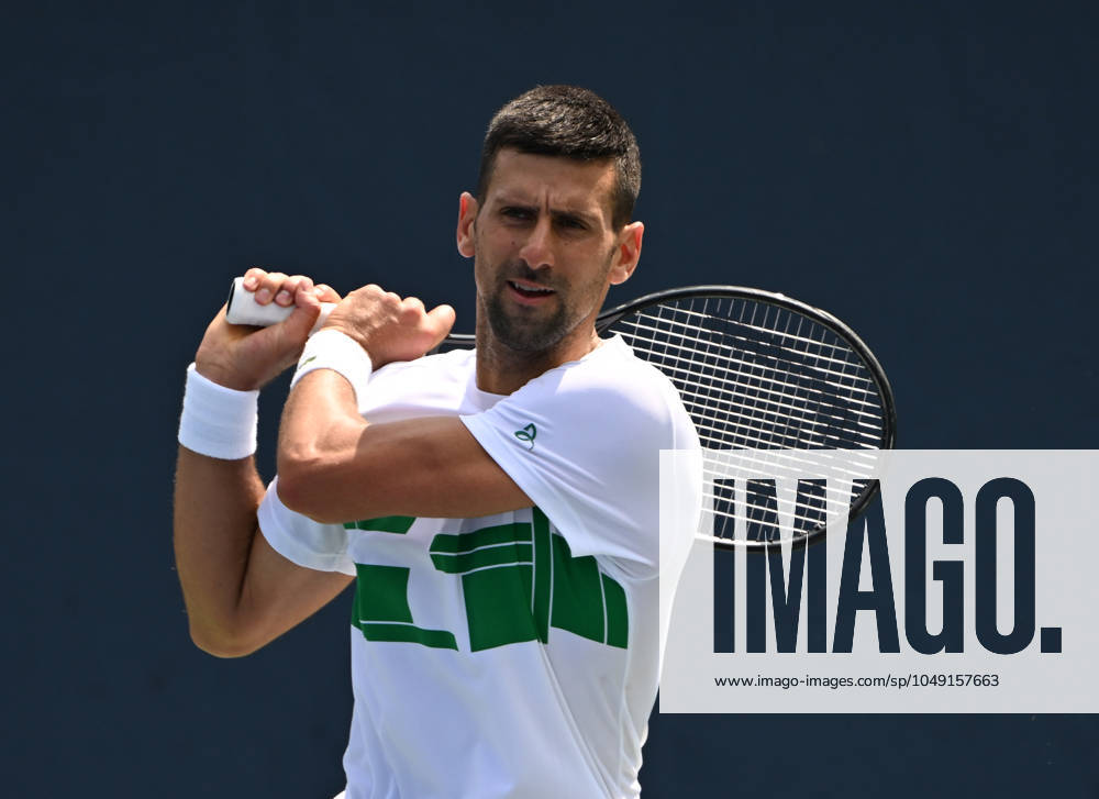 FLUSHING NY- AUGUST 25: Novak Djokovic is seen on the practice court at the USTA Billie Jean King National Tennis Center on August 25, 2024 in Flushing Queens.