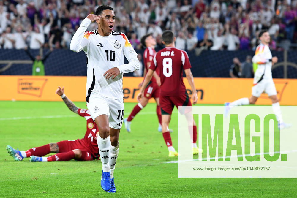 Fußball UEFA Nations League Deutschland - Ungarn am 07.09.2024 in der Merkur Spiel-Arena in Düsseldorf Torjubel zum 2:0 durch Jamal Musiala ( Deutschland ) DFB regulations prohibit any use of photographs as image sequences and or quasi-video.