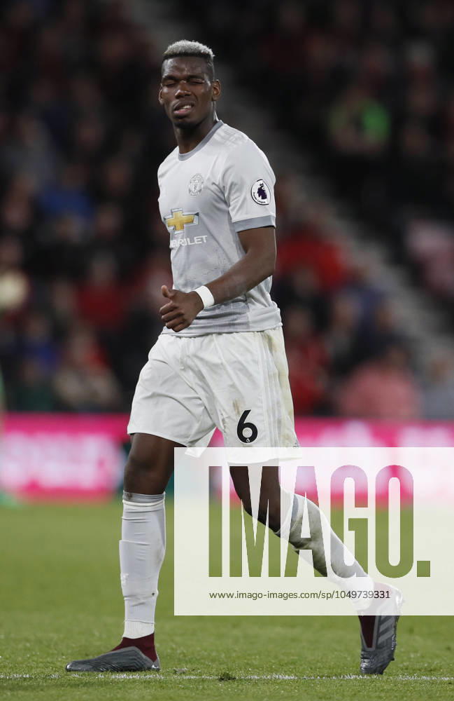 AFC Bournemouth v Manchester United, ManU - Premier League - Vitality Stadium April 18, 2018 - Bournemouth, United Kingdom - Paul Pogba of Manchester United gives a wink and a thumbs up as he is substituted during the premier league match at the Vitality Stadium, Bournemouth. Picture date 18th April 2018. Picture credit should read: David Klein Sportimage Bournemouth United Kingdom