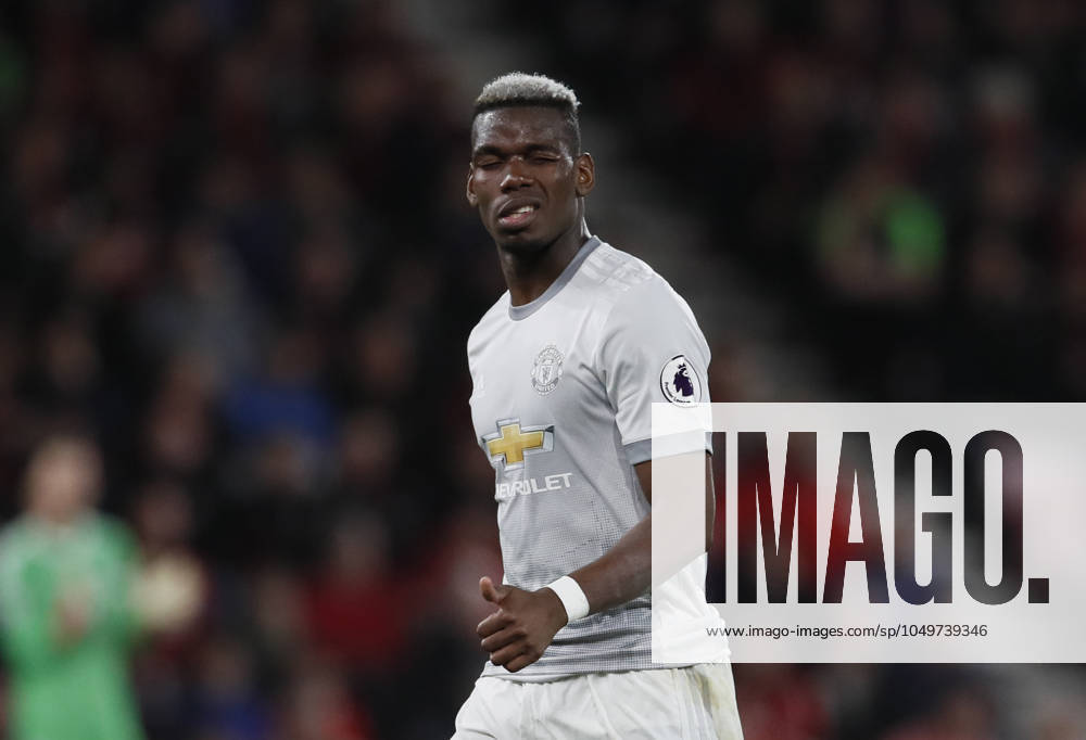 AFC Bournemouth v Manchester United, ManU - Premier League - Vitality Stadium April 18, 2018 - Bournemouth, United Kingdom - Paul Pogba of Manchester United gives a wink and a thumbs up as he is substituted during the premier league match at the Vitality Stadium, Bournemouth. Picture date 18th April 2018. Picture credit should read: David Klein Sportimage Bournemouth United Kingdom