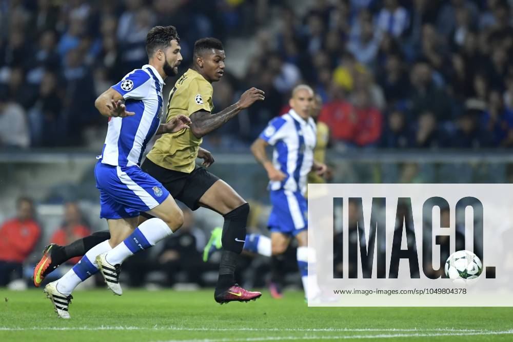FC Porto v Club Brugge - UEFA Champions League PORTO, PORTUGAL - NOVEMBER 2 : Moraes Ferreira Da Silva Wesley forward of Club Brugge is challenged by Felipe of FC Porto during the Champions League Group H stage match of FC Porto against Club Brugge at the Estadio do Dragao on November 02, 2016 in Porto, Portugal, 2 11 2016 Porto Portugal