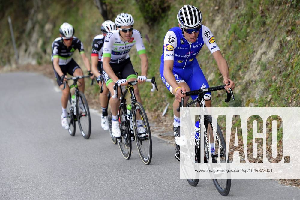 Paris - Nice 2017 - stage 8 NICE, FRANCE - MARCH 12 : DE LA CRUZ MELGAREJO David (ESP) Rider of Quick-Step Floors Cycling team in front of JEANNESON Arnold (FRA) Rider of Fortuneo - Vital Concept, PETILLI Simone (ITA) Rider of UAE and PAUWELS Serge (BEL) Rider of Team Dimension Data during stage 08 of the 75th edition of the Paris - Nice cycling race, a stage of 115,5 km with start and finish in Nice on March 12, 2017 in Nice, France, 12 03 2017 Nice France