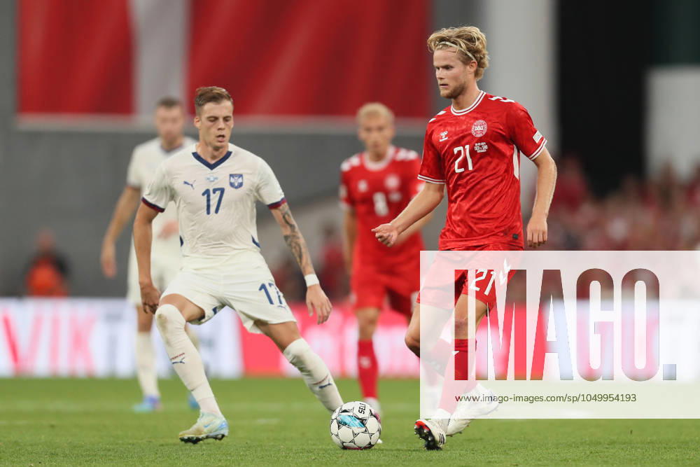 SERBIA vs DENMARK MORTEN HJULMAND football Denmark Serbia UEFA nations league Parken stadium Copenhagen 08.09.2024 Copenhagen Parken stadium Denmark