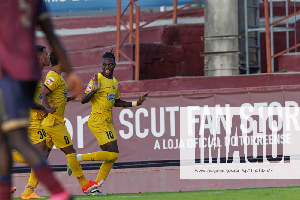 Chico Banza seen celebrating after scoring goal during Liga Portugal 2 game between teams of SCU Torreense and Portimonense SC (Maciej Rogowski) Torres Vedras Estadio Manuel Marques Portugal