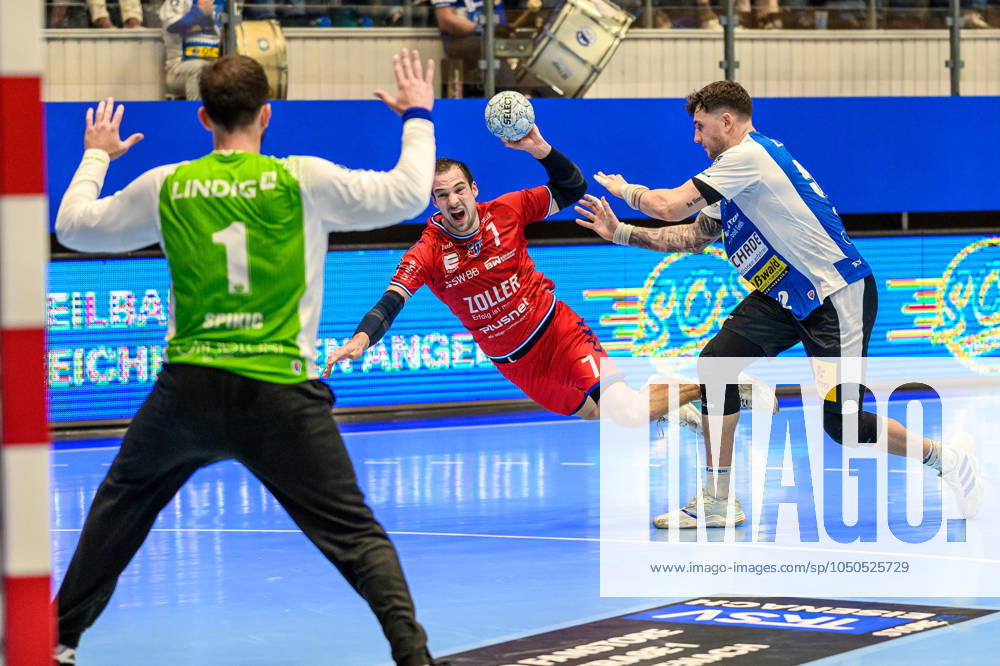 Matija Spikic (ThSV Eisenach, 1), Dominik Claus (SG BBM Bietigheim, 7), Justin Kurch (ThSV Eisenach, 52) GER, ThSV Eisenach gegen SG BBM Bietigheim, Handball, Bundesliga, 3. Spieltag, Spielzeit 2024 2025 GER, ThSV Eisenach gegen SG BBM Bietigheim, Handball, Bundesliga, 3. Spieltag, Spielzeit 2024 2025 Eisenach