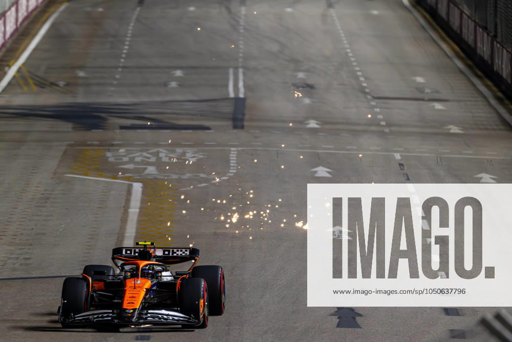 MARINA BAY, SINGAPORE: Lando Norris, racing for the McLaren F1 team during the 2024 Formula 1 Singapore Grand Prix at the Marina Bay Street Circuit in Marina Bay, Singapore