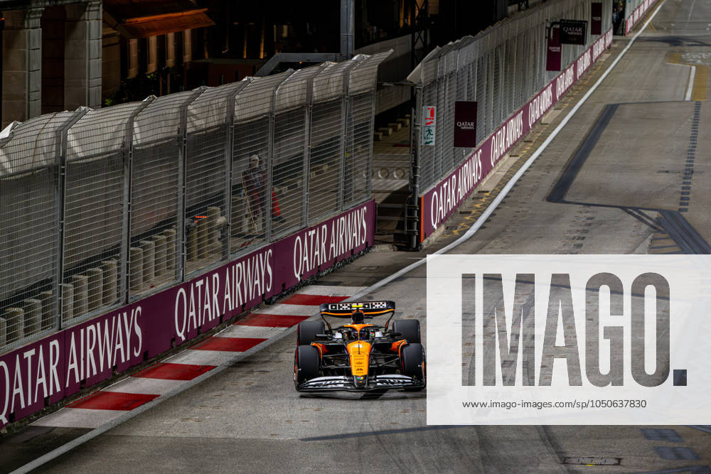 MARINA BAY, SINGAPORE: Lando Norris, racing for the McLaren F1 team during the 2024 Formula 1 Singapore Grand Prix at the Marina Bay Street Circuit in Marina Bay, Singapore