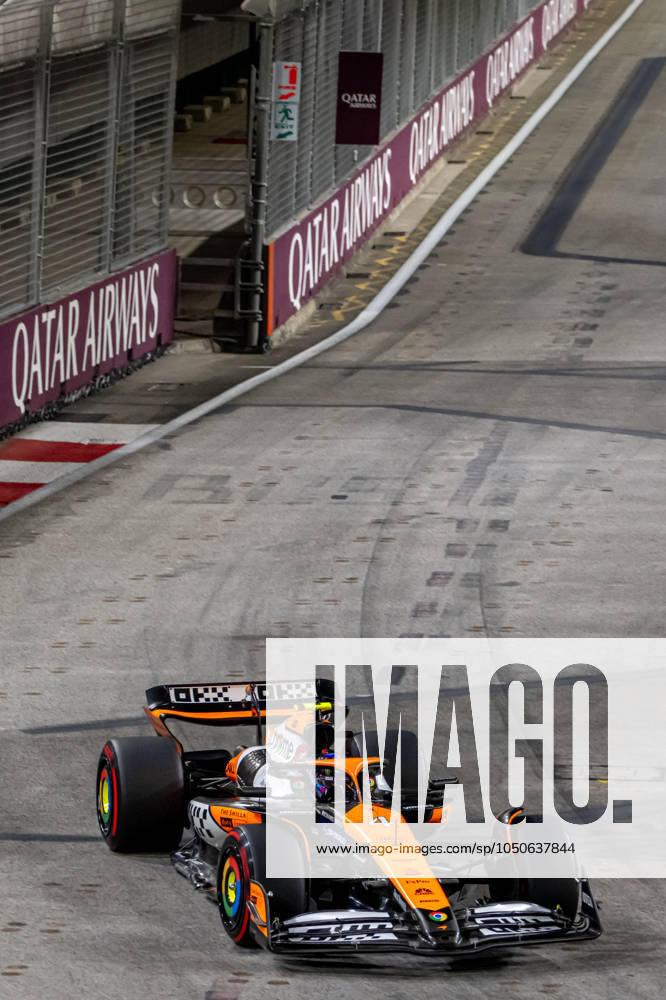 MARINA BAY, SINGAPORE: Lando Norris, racing for the McLaren F1 team during the 2024 Formula 1 Singapore Grand Prix at the Marina Bay Street Circuit in Marina Bay, Singapore