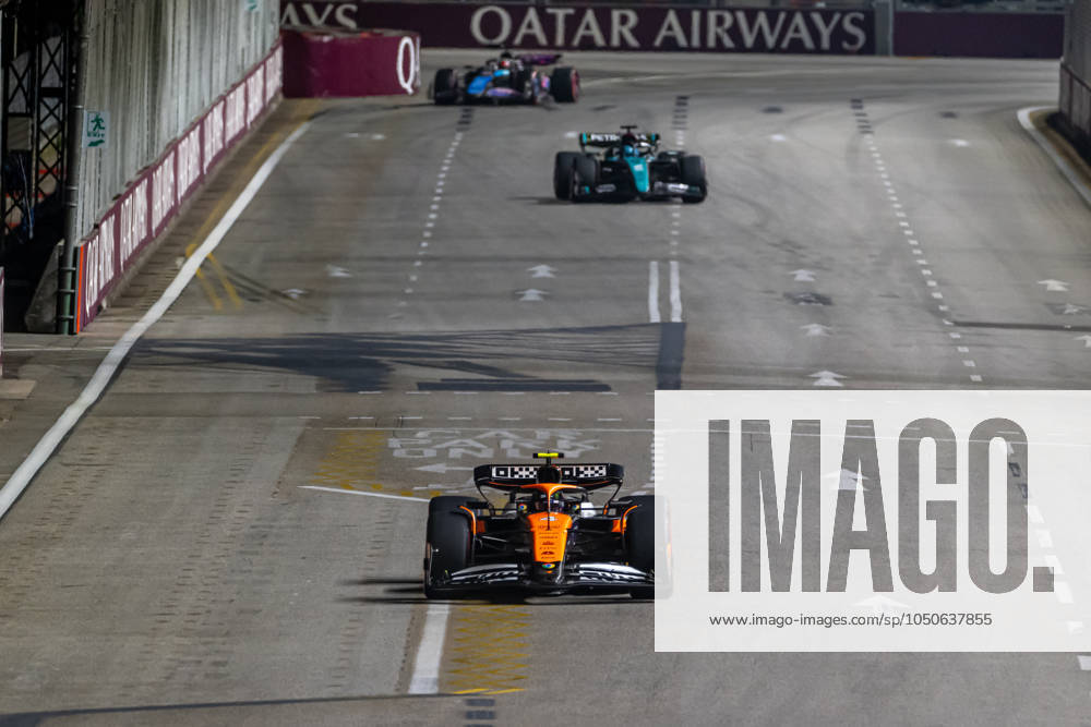 MARINA BAY, SINGAPORE: Lando Norris, racing for the McLaren F1 team during the 2024 Formula 1 Singapore Grand Prix at the Marina Bay Street Circuit in Marina Bay, Singapore