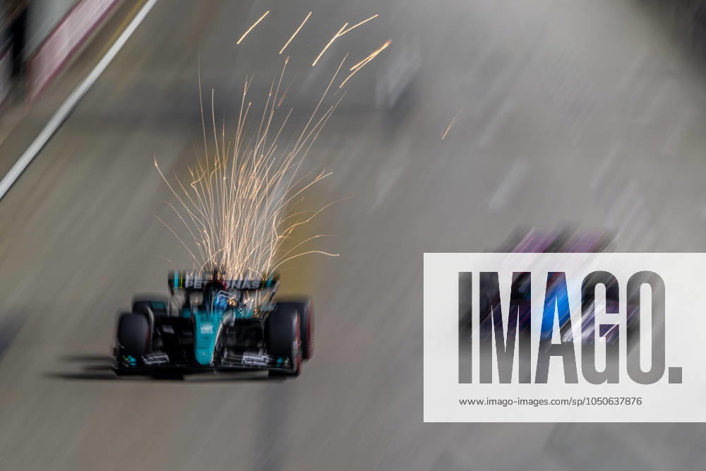 MARINA BAY, SINGAPORE: George Russell, racing for the Mercedes F1 team during the 2024 Formula 1 Singapore Grand Prix at the Marina Bay Street Circuit in Marina Bay, Singapore
