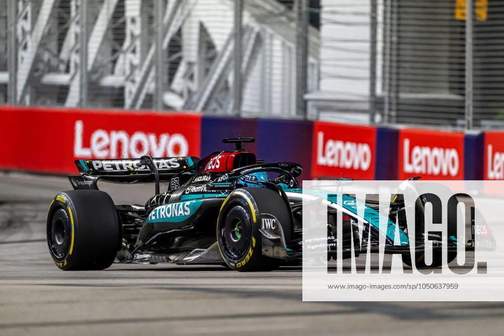 MARINA BAY, SINGAPORE: George Russell, racing for the Mercedes F1 team during the 2024 Formula 1 Singapore Grand Prix at the Marina Bay Street Circuit in Marina Bay, Singapore