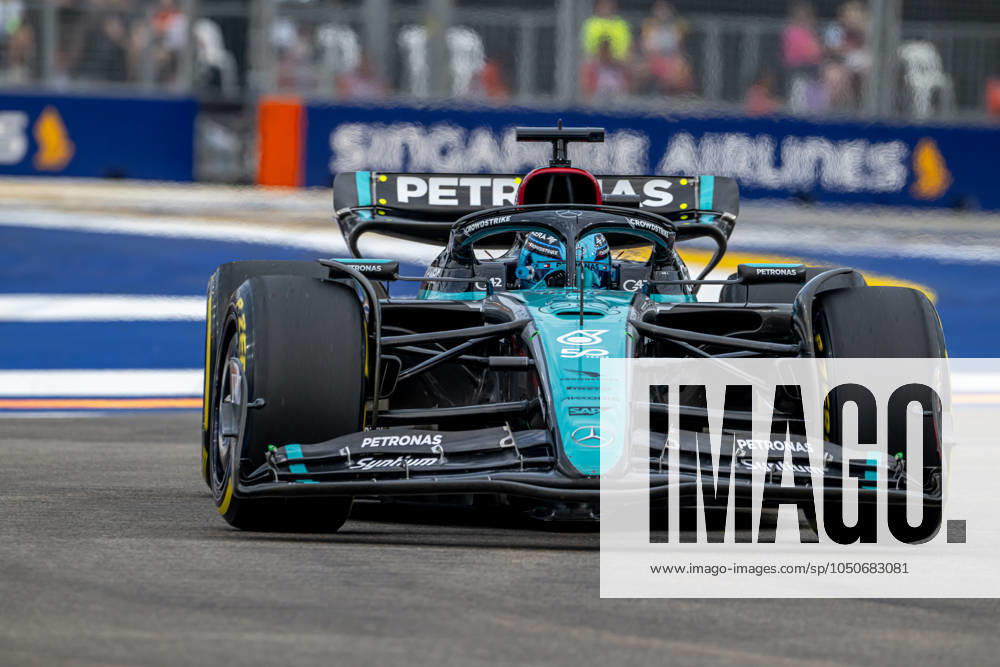 MARINA BAY, SINGAPORE: George Russell, racing for the Mercedes F1 team during the 2024 Formula 1 Singapore Grand Prix at the Marina Bay Street Circuit in Marina Bay, Singapore
