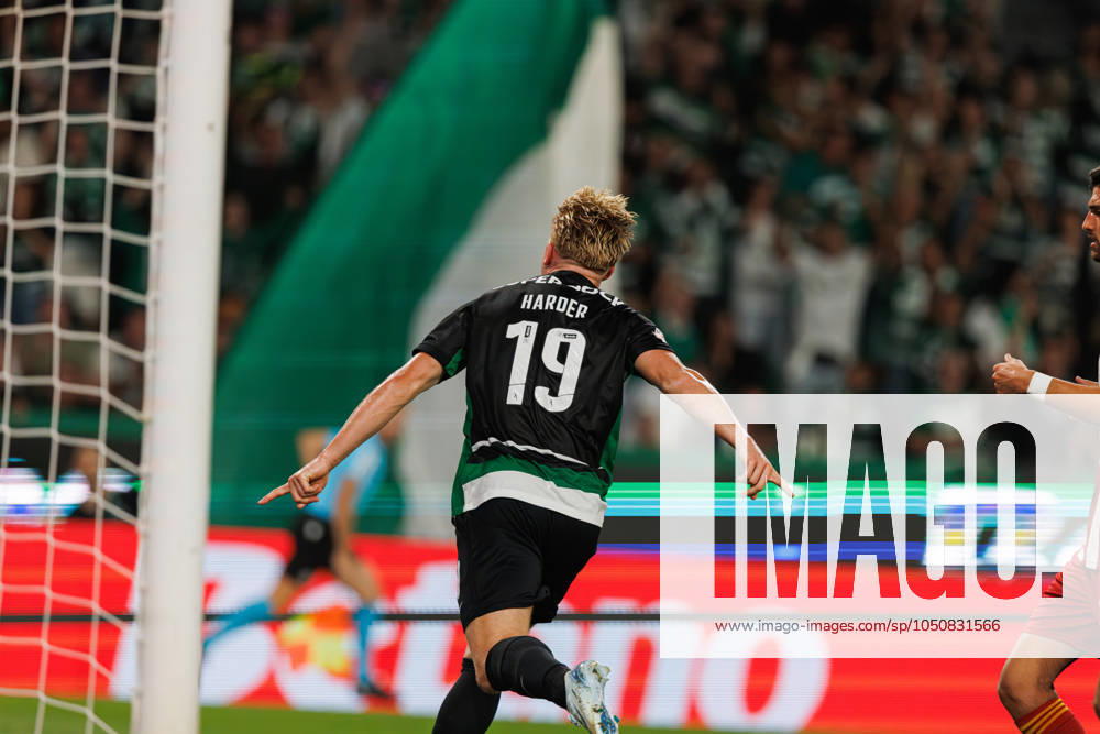 Sporting CP Vs AVS Futebol SAD in Lisbon - 22 Sept 2024 Conrad Harder (Sporting CP) seen in action celebrating after scoring goal during the Liga Portugal game between teams of Sporting CP and AVS Futebol SAD at Estadio Jose Alvalade. final score 3:0 Lisbon Portugal