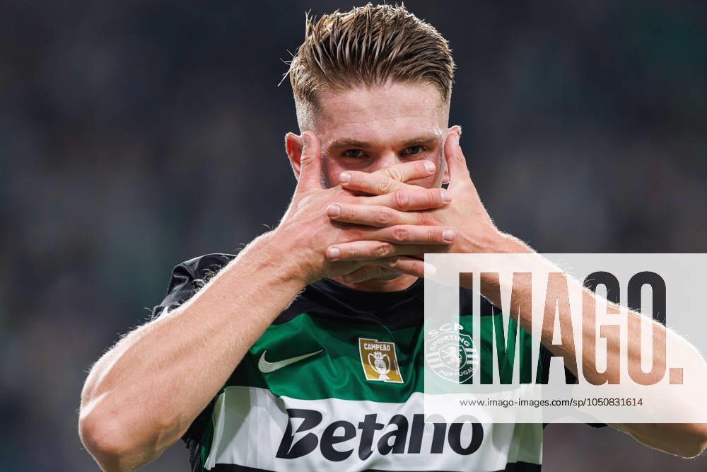 Sporting CP Vs AVS Futebol SAD in Lisbon - 22 Sept 2024 Viktor Gyokeres (Sporting CP) seen celebrating after scoring goal during the Liga Portugal game between teams of Sporting CP and AVS Futebol SAD at Estadio Jose Alvalade. final score 3:0 Lisbon Portugal