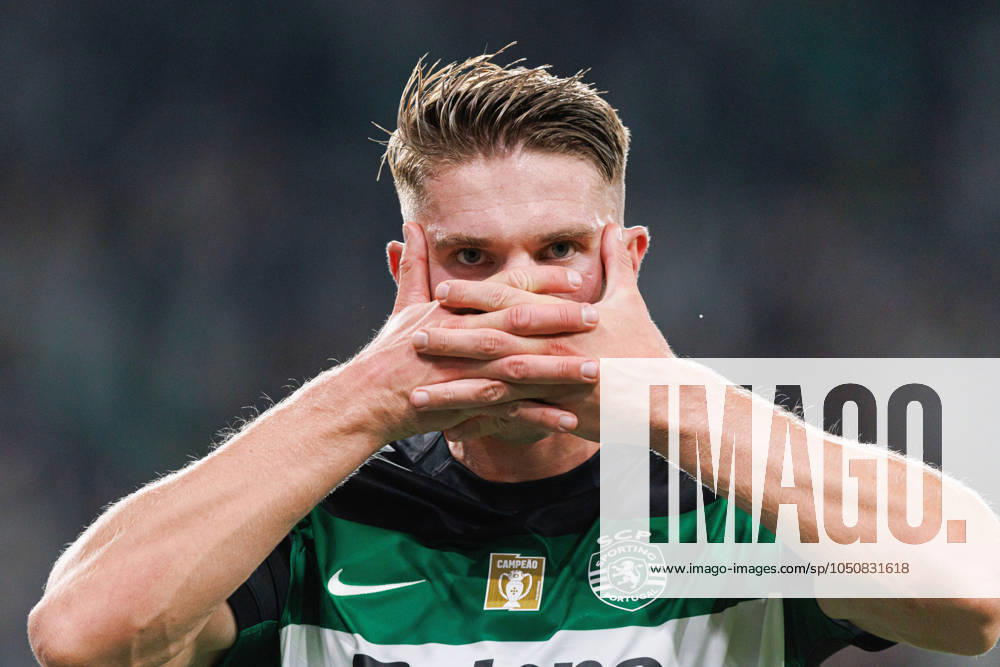 Sporting CP Vs AVS Futebol SAD in Lisbon - 22 Sept 2024 Viktor Gyokeres (Sporting CP) seen celebrating after scoring goal during the Liga Portugal game between teams of Sporting CP and AVS Futebol SAD at Estadio Jose Alvalade. final score 3:0 Lisbon Portugal