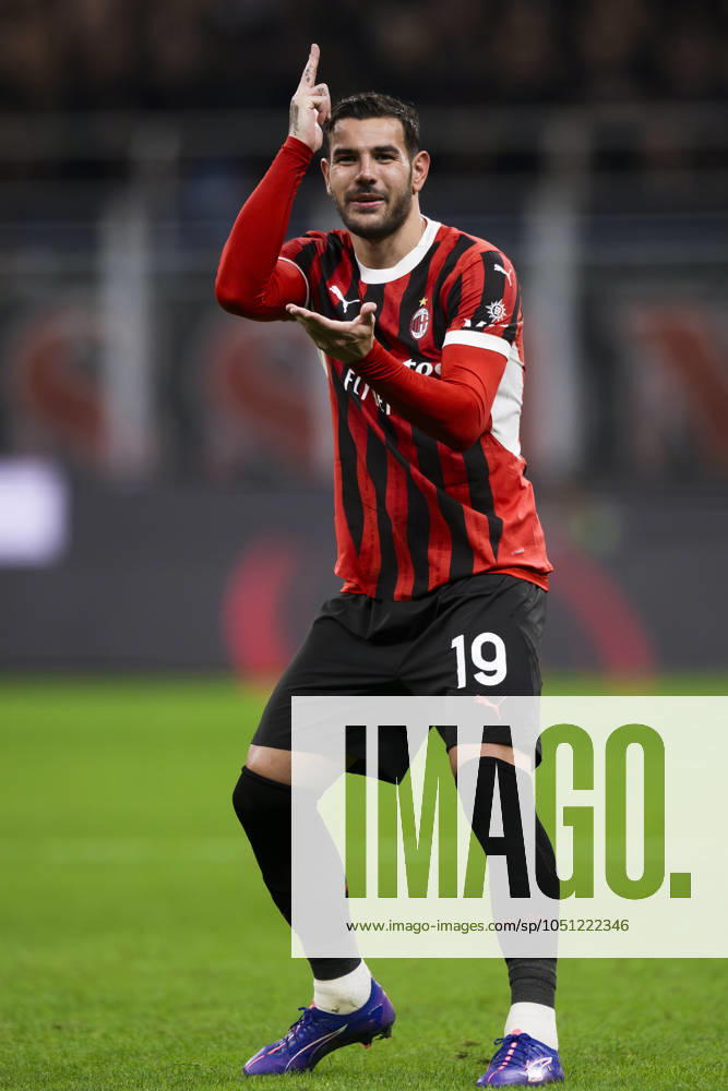 AC Milan v US Lecce - Serie A Theo Hernandez of AC Milan celebrates after scoring a goal during the Serie A football match between AC Milan and US Lecce. Milan Italy