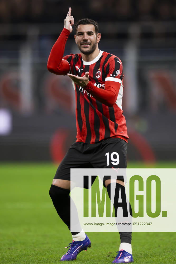 AC Milan v US Lecce - Serie A Theo Hernandez of AC Milan celebrates after scoring a goal during the Serie A football match between AC Milan and US Lecce. Milan Italy