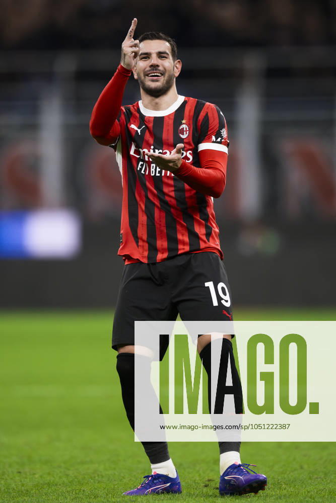AC Milan v US Lecce - Serie A Theo Hernandez of AC Milan celebrates after scoring a goal during the Serie A football match between AC Milan and US Lecce. Milan Italy