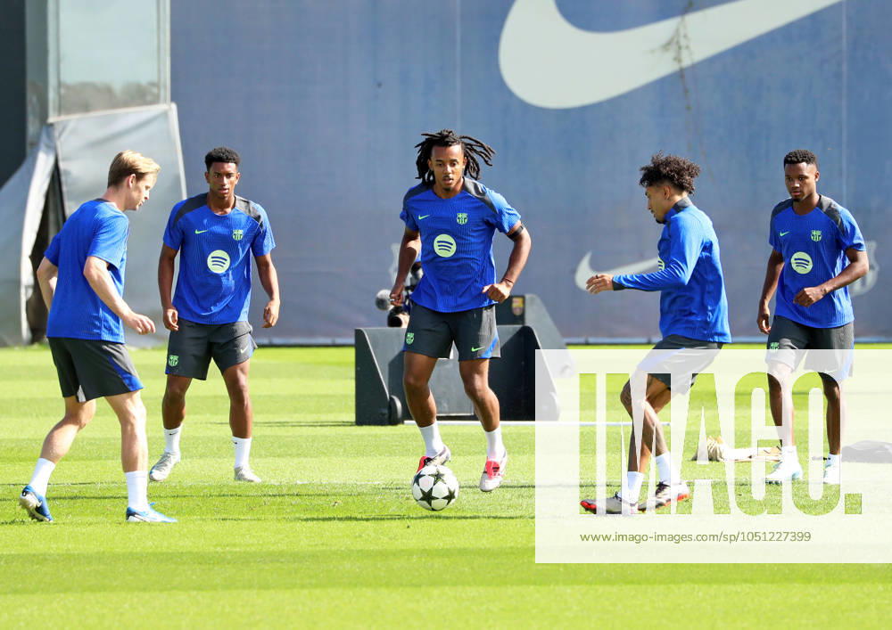 FC Barcelona, Barca Training Session Frenkie de Jong, Alejandro Balde, Jules Kounde, Raphinha Dias, and Ansu Fati train at the Joan Gamper sports city before the Champions League match against Young Boys in Barcelona, Spain, on September 30, 2024. Barcelona Barcelona Spain