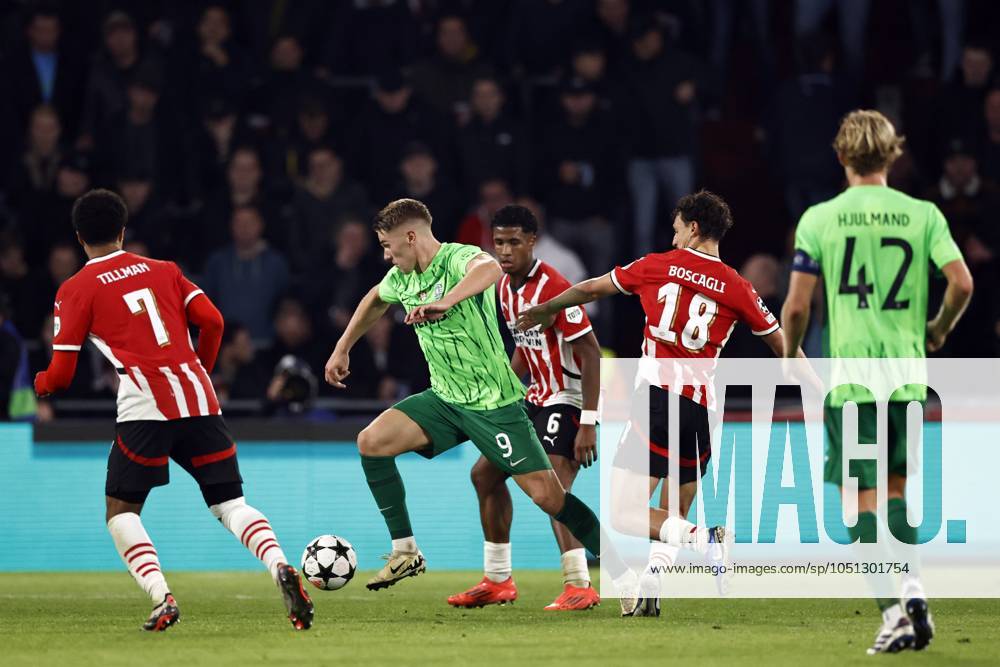 EINDHOVEN - (l-r) Viktor Gyokeres of Sporting CP, Ryan Flamingo of PSV Eindhoven, Olivier Boscagli of PSV Eindhoven during the UEFA Champions league match between PSV Eindhoven and Sporting CP at Phillips stadium on Oct. 1, 2024 in Eindhoven, Netherlands. ANP MAURICE VAN STEEN UEFA Champions League 2024 25 League Phase MD2 2024 25 ANPxSportx IVx 509879308 originalFilename: 509879308