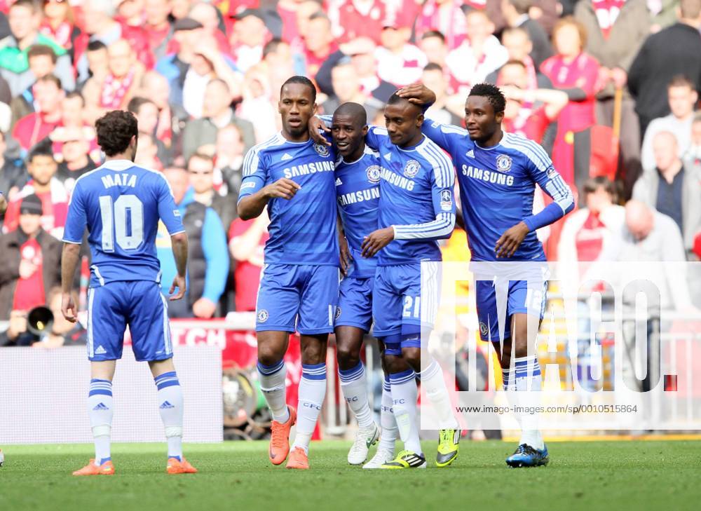 Chelseas Ramires celebrates scoring his sides opening goal..The FA Cup with Budweiser final between Chelsea FC London and Liverpool FC at Wembley Stadium, London 5th May 2012. .