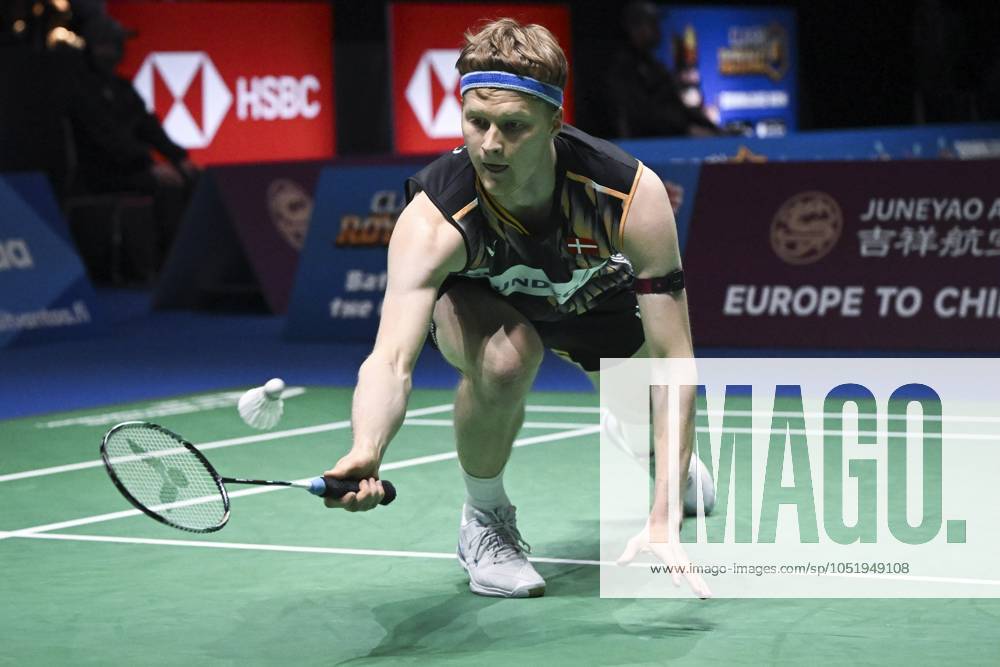 Anders Antonsen of Denmark in action during the Men s Singles match in the badminton Clash Royale Arctic Open powered by Yonex tournament in Vantaa, Finland on October 9, 2024. Vantaa Finland LKFTFX20241009141800BYKL