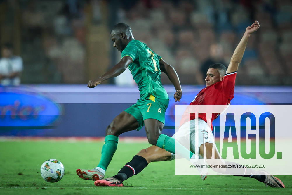 Egypt vs Mauritania - Africa Cup Of Nations Qualifier Ramy Rabiaa of Egypt battles for possession with Aboubakary Koita of Mauritania during the Africa Cup of Nations qualifiers 2025 match number 61 between Egypt and Mauritania at Cairo International Stadium in Cairo, Egypt, on October 11, 2024. Cairo Egypt