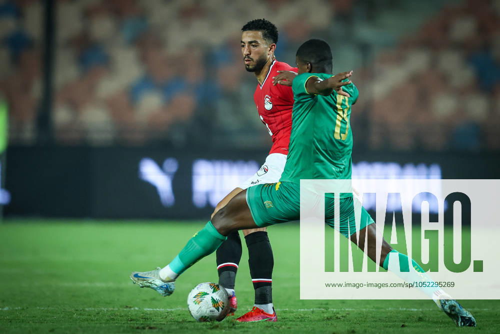 Egypt vs Mauritania - Africa Cup Of Nations Qualifier Mohamed Abdelmoneim of Egypt battles for possession with Mouhsine Bodda of Mauritania during Africa Cup of Nations Qualifiers 2025 match number 61 between Egypt and Mauritania at Cairo International Stadium in Cairo, Egypt, on October 11, 2024. Cairo Egypt