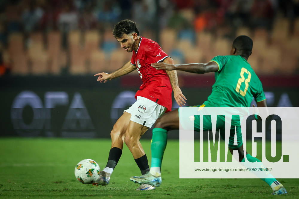 Egypt vs Mauritania - Africa Cup Of Nations Qualifier Ahmed Mostafa of Egypt battles for possession with Mouhsine Bodda of Mauritania during Africa Cup of Nations Qualifiers 2025 match number 61 between Egypt and Mauritania at Cairo International Stadium in Cairo, Egypt, on October 11, 2024. Cairo Egypt