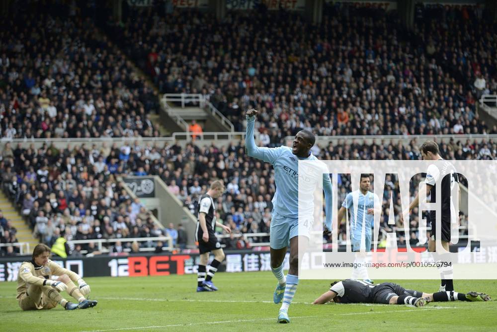 Yaya Toure of Manchester City celebrates scoring his side s second goal..Barclays Premier League match between Newcastle Utd v Manchester City at the Sports Direct Stadium, Newcastle on the 6th May 2012. xRichardLeex... .