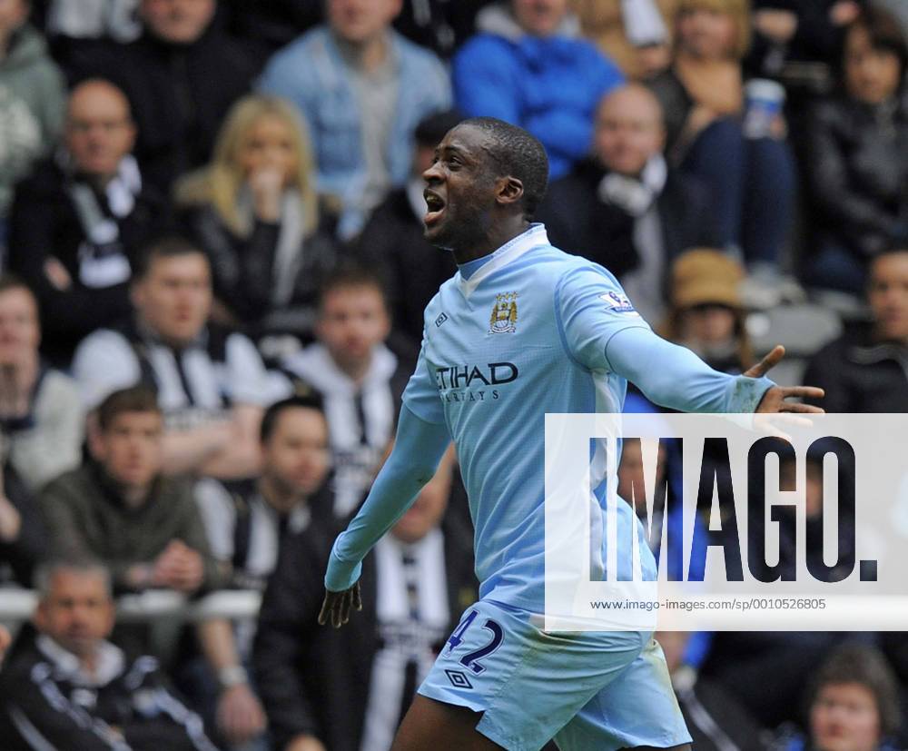 Yaya Toure of Manchester City celebrates scoring his side s first goal..Barclays Premier League match between Newcastle Utd v Manchester City at the Sports Direct Stadium, Newcastle on the 6th May 2012. xRichardLeex... .