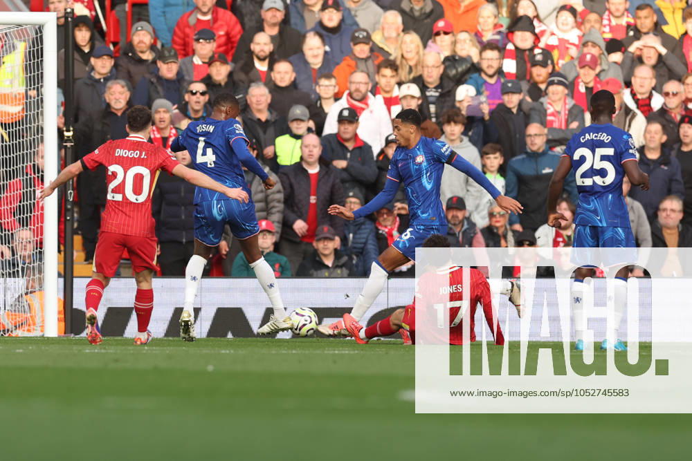 Football - 2024 2025 Premier League - Liverpool v Chelsea - Anfield - Sunday 20th October 2024 Curtis Jones of Liverpool is fouled in the penalty area