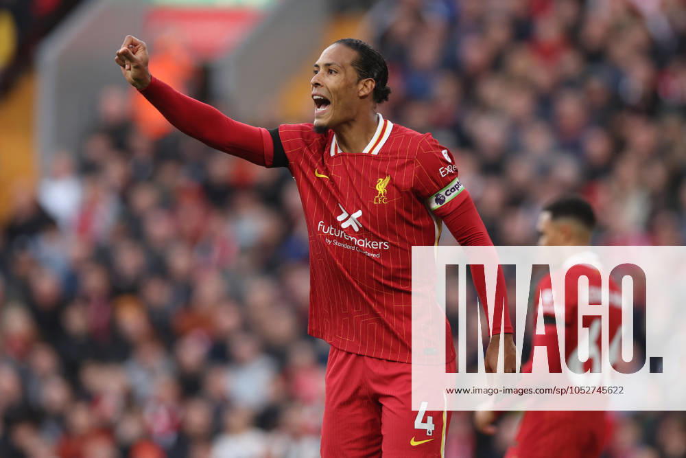 Football - 2024 2025 Premier League - Liverpool v Chelsea - Anfield - Sunday 20th October 2024 Virgil van Dijk of Liverpool