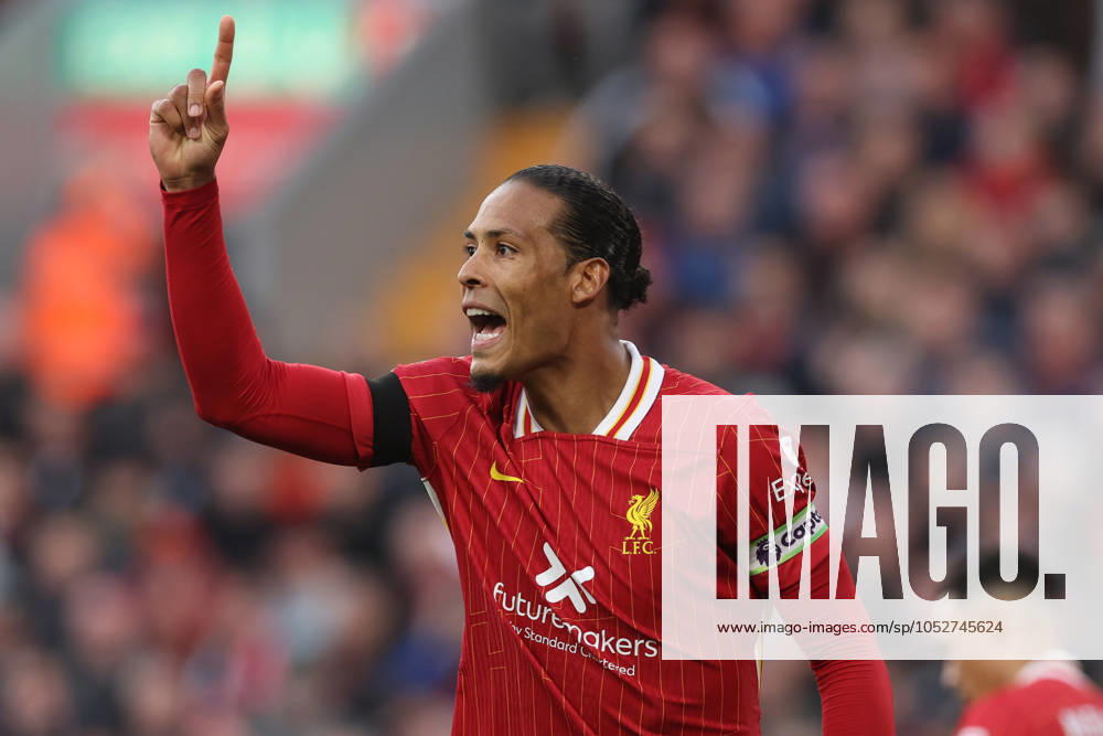 Football - 2024 2025 Premier League - Liverpool v Chelsea - Anfield - Sunday 20th October 2024 Virgil van Dijk of Liverpool