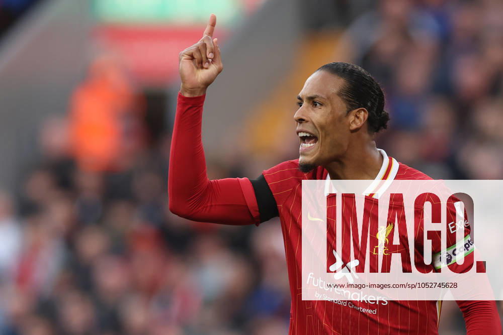 Football - 2024 2025 Premier League - Liverpool v Chelsea - Anfield - Sunday 20th October 2024 Virgil van Dijk of Liverpool
