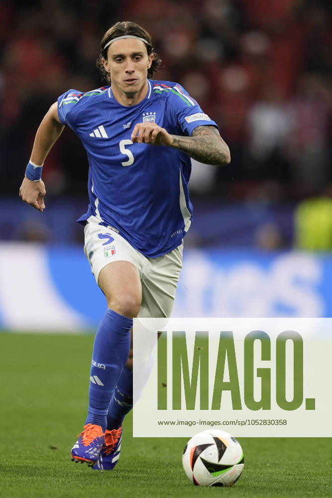 Italys Riccardo Calafiori during the Euro 2024 soccer match between Italy and Albania at the Signal Iduna Park stadium, Dortmund, Germany - Friday 15 , June , 2024. - Soccer .