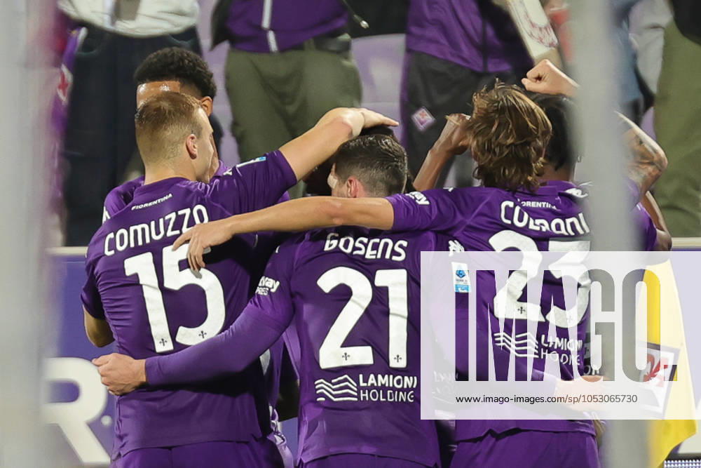 ACF Fiorentina v AS Roma - Campionato Serie A Christian Kouame of ACF Fiorentina celebrates after scoring his team s goal during the Italian Serie A football match between ACF Fiorentina and AS Roma ,on October 27,2024 at the Artemio-Franchi stadium in Florence. Firenze FI Italy