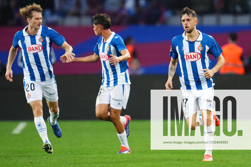 ESP: FC Barcelona, Barca v RCD Espanyol. La Liga EA Sports. Date 12 Jofre Carreras of RCD Espanyol celebrates goal that was later disallowed during the La Liga EA Sports match between FC Barcelona and RCD Espanyol played at Lluis Companys Stadium on November 3, 2024 in Barcelona, Spain. kpng