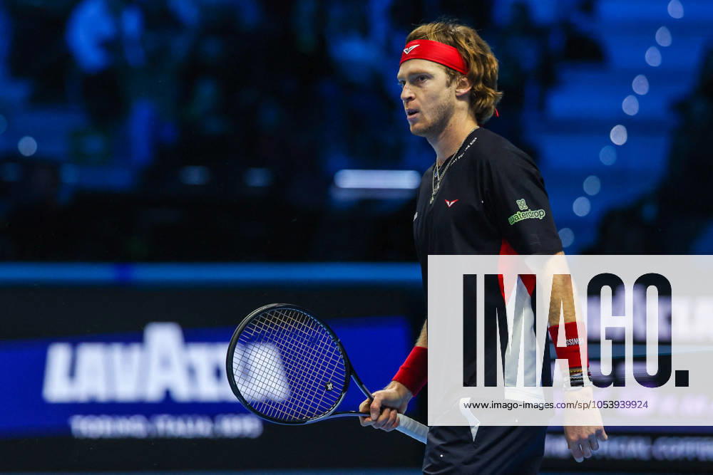 TENNIS - Internazionali di Tennis - Nitto ATP, Tennis Herren Finals - Ruud vs Rublev Andrey Rublev of Russia seen in actions during Men s Singles Group Stage match against Casper Ruud of Norway on day six of the Nitto ATP Finals 2024 at Inalpi Arena. Casper Ruud wins 6-4, 5-7, 6-2 over Andrey Rublev Turin Italy