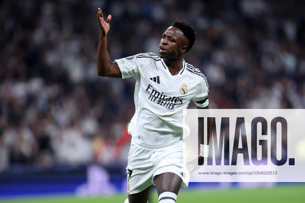 VINICIUS JUNIOR JR VINI JR, Champions League 2024-25, Real Madrid-Milan 1-3, esultanza, jubel, joy, celebration, single shot CHAMPIONS LEAGUE 2024-25 REAL MADRID-MILAN 1-3