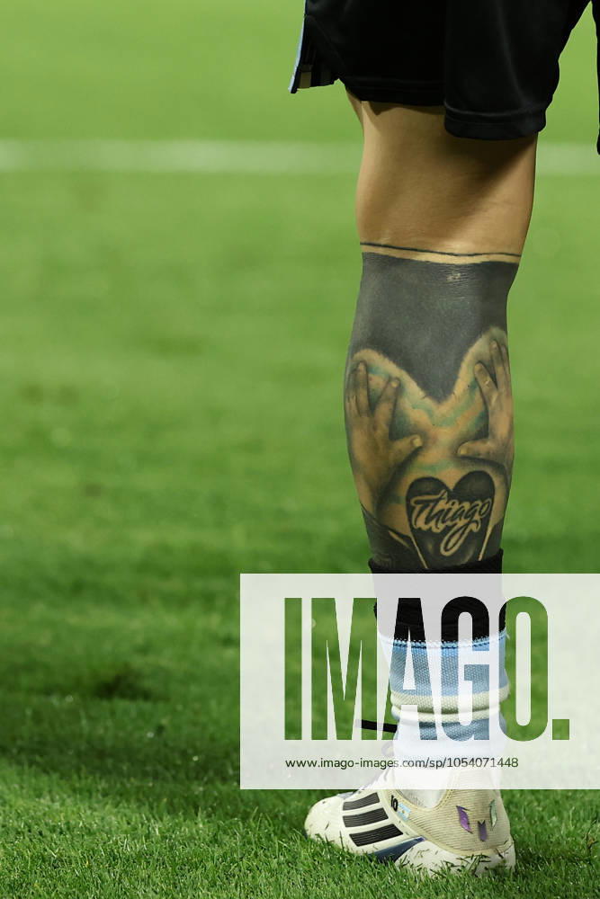 Detail of Lionel Messi of Argentina leg prior the South American football qualifying match against Peru for the 2026 FIFA World Cup, WM, Weltmeisterschaft, Fussball at La Bombonera stadium in Buenos Aires on November 19, 2024. BUENOS AIRES ARGENTINA