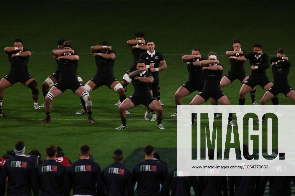 RUGBY - Autumn Nations Series - Italy vs New Zealand The Haka dance of the All Blacks team during Italy vs New Zealand, Autumn Nations Series rugby match in Turin, Italy, November 23 2024 Turin Italy