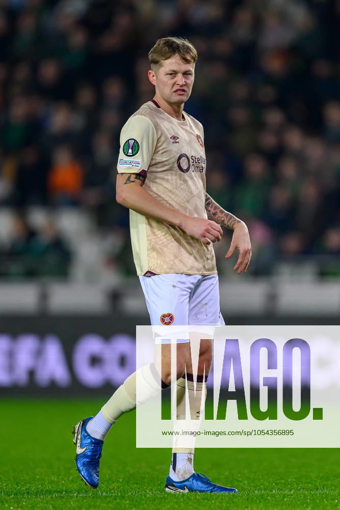 Cercle Brugge v Heart of Midlothian Europa Conference League 28 11 2024. Matchday 4 of 6 Frankie Kent of Hearts during the Europa Conference League match between Cercle Brugge and Heart of Midlothian at the Jan Breydel Stadion, Brugge, Belguim on 28 November 2024. Editorial use only ,