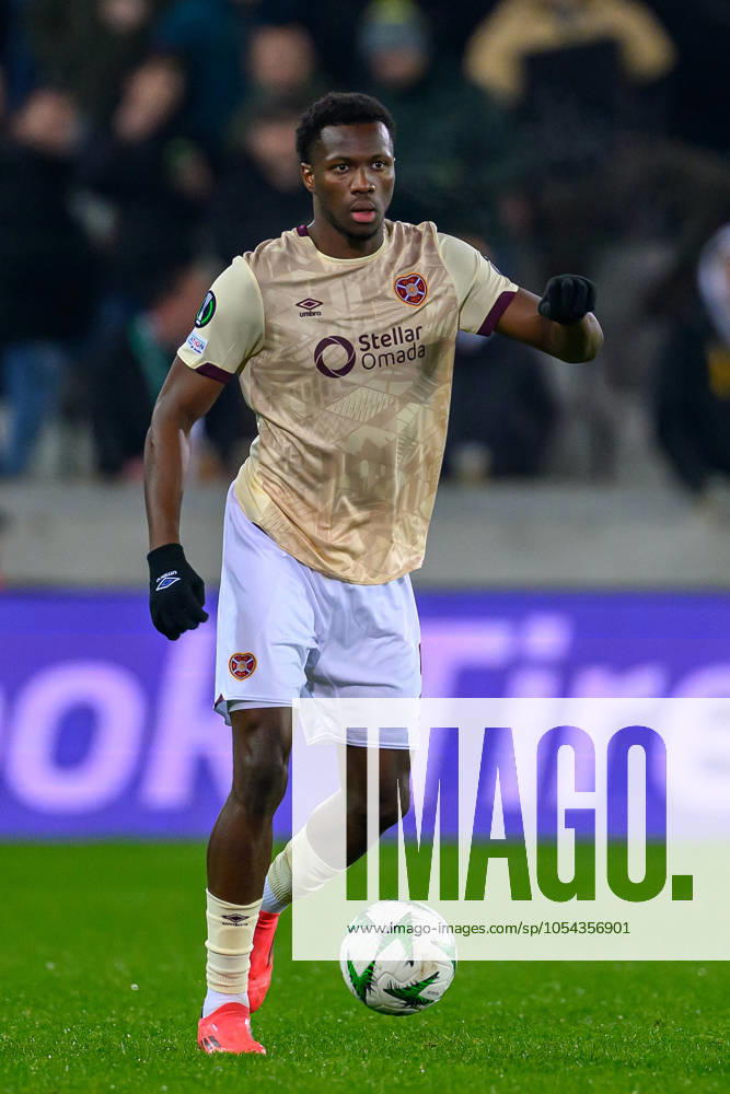Cercle Brugge v Heart of Midlothian Europa Conference League 28 11 2024. Matchday 4 of 6 Daniel Oyegoke of Hearts during the Europa Conference League match between Cercle Brugge and Heart of Midlothian at the Jan Breydel Stadion, Brugge, Belguim on 28 November 2024. Editorial use only ,